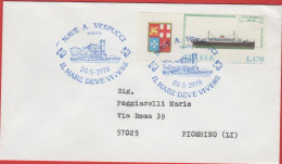 ITALIA - ITALIE - ITALY - 1977 - 170 Navi - 1ª Emissione, Corvetta "Caracciolo" + Annullo Nave A. Vespucci, Trieste - Vi - 1971-80: Marcophilie