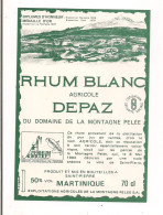 Etiquette Rhum Blanc  Agricole DEPAZ Du Domaine De La Montagne Pelée - 50% 70cl - MARTINIQUE - - Rhum