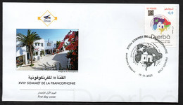 2022- Tunisia - The 18th Francophonie Summit, Djerba 2022- Map- Architecture - FDC - Tunisie (1956-...)