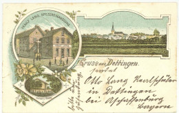 Litho GRUSS Aus Dettingen Lkr. Aschaffenburg Franz Lang Spezereihandlung 1898 - Aschaffenburg