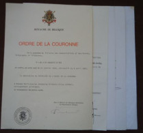 BELGIQUE Décoration Ordre De La Couronne De LEOPOLD Ect - Documents Historiques