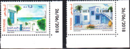 2018 - Tunisie  - Euromed -  Maisons De La Méditerranée - Série Complète -  2V - Coin Daté -  MNH***** - Sonstige & Ohne Zuordnung