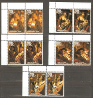 Aitutaki: Full Set Of 5 Mint Stamps In Block Of 4, Christmas - Painting By Rubens, 1987, Mi#642-6, MNH. - Aitutaki