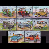 MALDIVES 1989 - Scott# 1346-53 Disney-Cars Set Of 8 MNH - Maldives (1965-...)