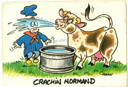 HUMOUR SOURIRES DE NORMANDIE - CRACHIN NORMAND - VACHE FERMIER BEURRE CALVA - ILLUSTRATEUR SIGNE CHAUNU - Humour