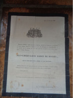 1864   AVRIL  19   Décès De JEAN-LIBERT-LOUIS BARON DE RYCKEL 72 Ans  Vf  MARIE-LOUISE BARONNE DE FLOEN ADLERCRONA - Todesanzeige