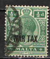 MALTA - 1917 - EFFIGIE DEL RE GIORGIO V CON SOVRASTAMPA WAR TAX - USATO - Malte (...-1964)