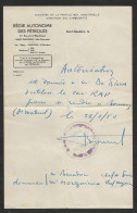 France Régie Autonome Des Pétroles Saint-Gaundens 1950 Autorisation Utilisation Car RAP Petrol Oil Industry Car Pass - Cars