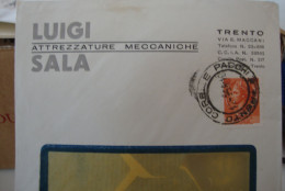 Storia Postale Busta Commerciale Luigi Sala Attrezzature Meccaniche Trento 1955 - Unclassified