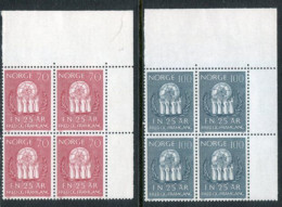 NORWAY 1970 UNO 25th Anniversary Blocks Of 4 MNH / **.  Michel 611-12 - Nuevos