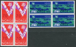 NORWAY 1970  25th Anniversary Of Liberation Blocks Of 4 MNH / **.  Michel 606-07 - Unused Stamps