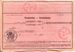 BOHEME ET MORAVIE - 9.10.1938 - Poukaska - Telegramm ( Anweisung - Telegramm) - Postamt TELLNITZ, Tag Der Befreiung - Cartas & Documentos