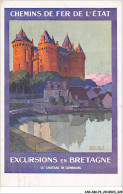 CAR-ABCP3-0298 - PUBLICITE - CHEMINS DE FER DE L'ETAT - EXCURSIONS EN BRETAGNE - LE CHATEAU DE COMBOURG - VENDU EN ETAT - Reclame