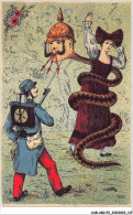 CAR-ABCP2-0158 - MILITAIRE - FEMME - SERPENT A TETE HUMAIN - ET UN SOLDAT - Personnages