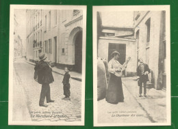 Lot De 2 Cartes, Les Petits Métiers De Paris : La Chanteuse Des Cours Et Le Marchand D'habits - Artisanry In Paris