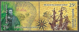 Argentina 2000 500 Years Anos Descubrimiento De Brasil Discovery Of Brazil Mi. 2569-70 Se-tenant MNH Postfrisch Neuf ** - Unused Stamps