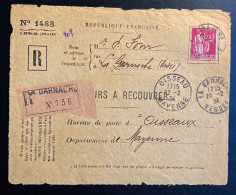 Frankreich 1934 VALEURS A RECOUVRER R-BRIEF Mi. 283 Gestempelt/o LA GARNACHE - Cartas & Documentos