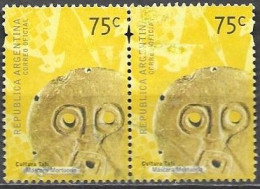 Argentina 2000 Definitives Culture Mascara Mortuoria Death Mask Mi. 2594 Pair Used Cancelled Gestempelt Oblitéré - Usati