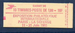 Carnet De 10 Timbres Liberté 1,80 F Philexfrance 82 Conf.5 ** (rare) - Modern : 1959-...