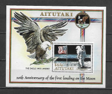 Aitutaki 1989 Space - The 20th Anniversary Of The First Manned Landing On Moon MS MNH - Ozeanien