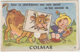 CPA - 68 - COLMAR - CARTE A SYSTEME TIRETTE - Avec Ce Chef D'oeuvre Mes Amis Auront Un Bon Souvenir De COLMAR - Colmar