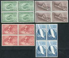 NORWAY 1966 Skiing World Champenships Blocks Of 4 MNH / **.  Michel 537-40 - Ongebruikt