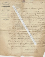 1867 LETTRE AVEC ENTETE A. DUVERNE SCHISTES BITUMEUX à AUTUN Pour Les Houillères  D’Epinac VOIR SCANS - 1800 – 1899