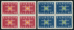 NORWAY 1963 Europa Blocks Of 4 MNH / **.  Michel 498-99 - Neufs