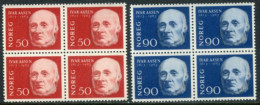 NORWAY 1963  Aasen Birth Anniversary Blocks Of 4 MNH / **.  Michel 496-97 - Nuovi