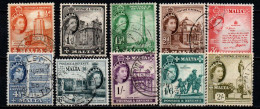 MALTA - 1956 - EFFIGIE DELLA REGINA ELISABETTA II E VEDUTE DI MALTA - USATI - Malta (...-1964)