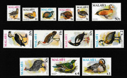 Malawi 1975 Birds Vögel Complete Set 13V Devinitives Postfrisch MNH** - Malawi (1964-...)