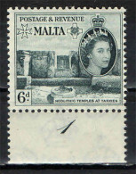 MALTA - 1958 - EFFIGIE DELLA REGINA ELISABETTA II E TEMPIO NEOLITICO A TARXIEN - MNH - Malte (...-1964)