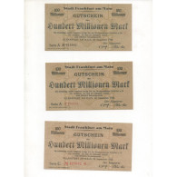 NOTGELD - FRANKFURT - 9 Different Notes - 100 Millionen - 1923 (F031) - [11] Emissions Locales