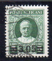 1934 Vaticano Provvisoria N. 39  3,05 Su 5 Verde  Timbrato Used Centrato Sassone 600 Euro - Used Stamps