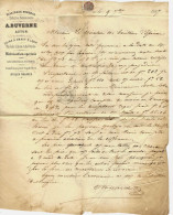 1867 LETTRE AVEC ENTETE A. DUVERNE SCHISTES BITUMEUX à AUTUN Pour Les Houillères  D’Epinac VOIR SCANS - 1800 – 1899