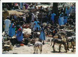 CPSM 10.5 X 15  Tchad LINNIA Préfecture De N'Djamena  Le Marché ânes, Chien Lévrier Sloughi? - Tschad