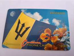 BARBADOS   $40-  Gpt Magnetic     BAR-15C   15CBDC  BARBADOS FLAG    NEW  LOGO   Very Fine Used  Card  ** 16649** - Barbados