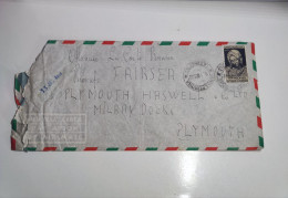 Lettera Via Aerea Da Genova Per Plymouth Inghilterra Del 1955 - Poste Aérienne