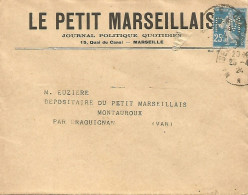 FRANCE ANNEE 1907 N°140 PERFORE PM LE PETIT MARSEILLAIS 25 4 24 + CORRESPONDANCE TB  - Lettres & Documents