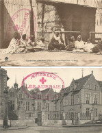 FRANCE ANNEE 1914 LOT DE 2 CPA INFIRMERIE CROIX ROUGE LES AUBRAIS GARE FRANCHISE MILITAIRE TB - Croix Rouge