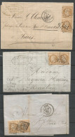 FRANCE ANNEE 1868  LOT DE 3 PLIS TP N° 28B PAIRES SUR LETTRES TB - 1863-1870 Napoléon III Lauré