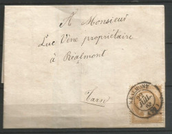 FRANCE ANNEE 1862 TP  N° 24 SUR LETTRE DE REALMONT 22 JUIL 63 CACHET A DATE N°15 TB - 1862 Napoléon III