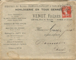 FRANCE ANNEE 1906 N°135 PERFORE VF VENOT FRERES & Cie 1 JUIL 1911 + 1 FACTURES ET 1 AVOIR TB  - Storia Postale