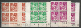 FRANCE ANNEE 1957 N°1115 à 1116 LOT DE 5 BLOCS DE 4 EX COINS DATES NEUFS** MNH TB COTE 11,00 €  - 1950-1959