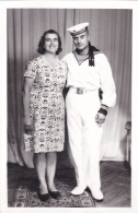 Old Real Original Photo - Woman Young Man In Bulgarian Navy Uniform - Ca. 14x9 Cm - Anonymous Persons