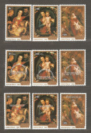 Cook Islands: 3 Sets (2 - With Overprint) Of 3 Mint Stamps, Christmas-Paintings, 1986-7, Mi#1125-7, 1132-4, 1223-5, MNH. - Cook Islands