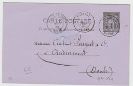 Entier Sage 10c Gris De Clerval Pour Audincourt - Tàd Type 17 1er Juin 1883 - 1877-1920: Semi-Moderne