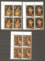Cook Islands: Full Set Of 3 Mint Stamps In Block Of 4 - Overprint, Christmas-Paintings By Rubens, 1987, Mi#1223-5, MNH. - Islas Cook