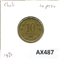 10 PESOS 1981 CHILE Moneda #AX487.E.A - Chili