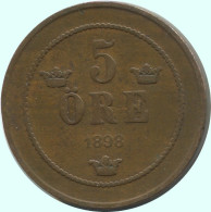 5 ORE 1898 SUÈDE SWEDEN Pièce #AC655.2.F.A - Svezia